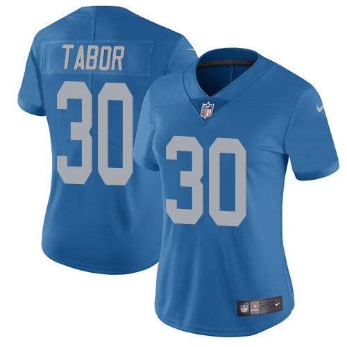 Nike Lions #30 Teez Tabor Blue Throwback Women's Stitched NFL Vapor Untouchable Limited Jersey
